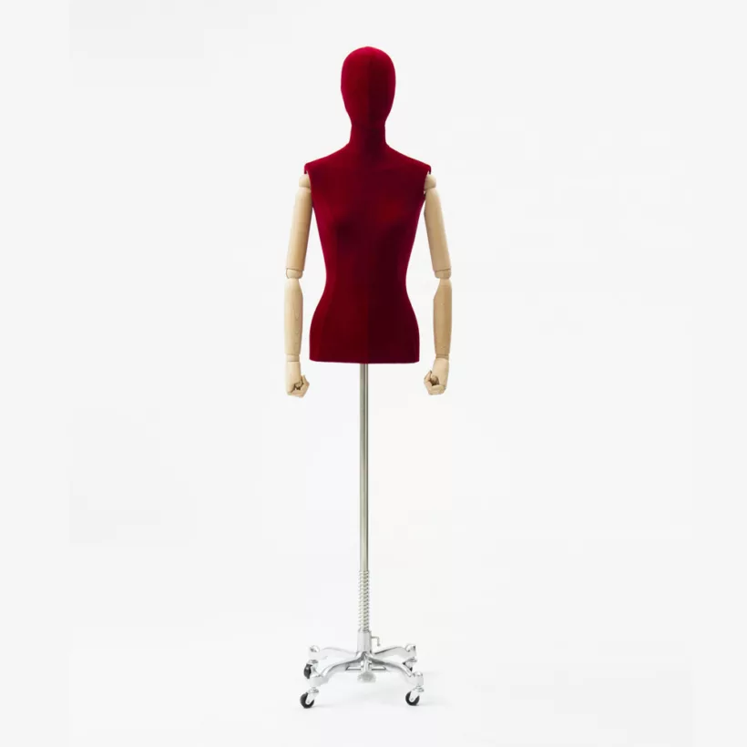 Busto Donna sartoriale in velluto rosso