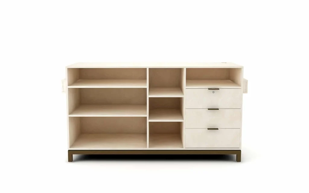 Banchi cassa Linea 9: design minimale e personalizzabile crema